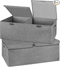 2 Pack Storage Boxes with Lids and Handles, Collapsible Linen Storage Bins by Unknown