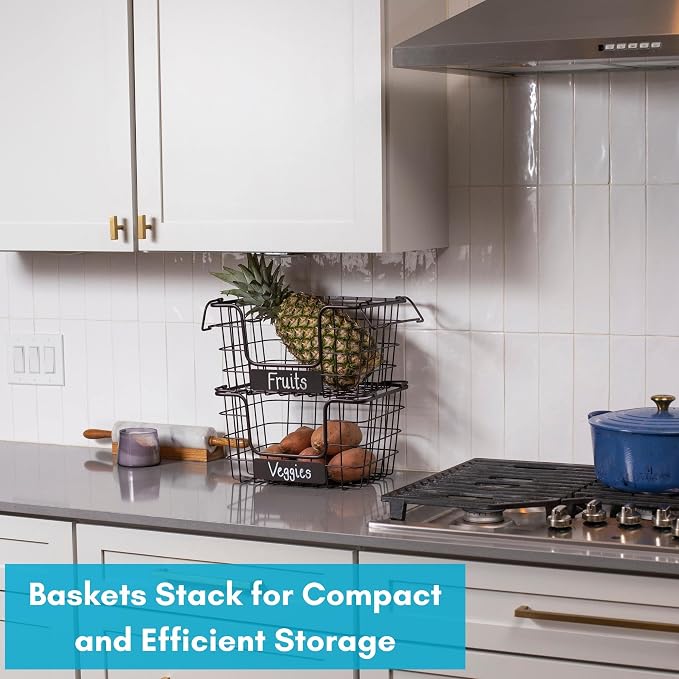 BIRDROCK HOME Stacking Wire Market Baskets - Image 2