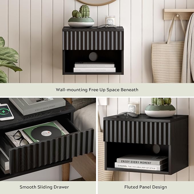 Fluted Floating Nightstand Set of 2 - Image 4