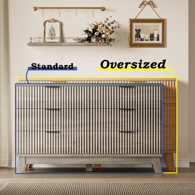 53" Long Dresser for Bedroom, 6-Drawer Dresser - Image 3