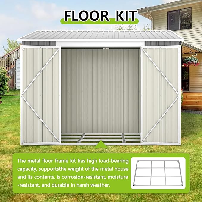 6x8FT Lean to Sheds Metal Outdoor Storage Shed - Image 3