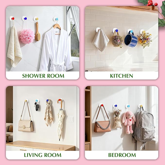 Suction Cup Hooks for Shower No-Drill Bathroom Hooks for Towels, Loofah - Image 3