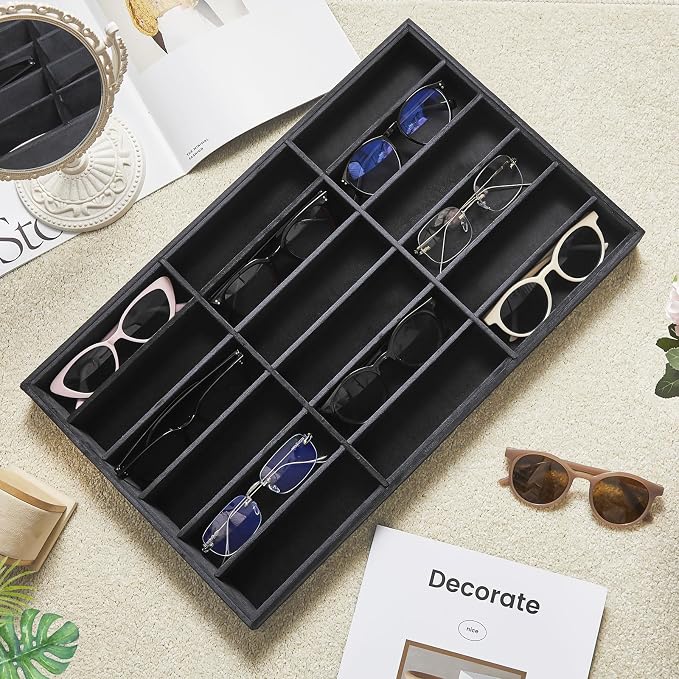 Amylove 2 Pcs Sunglass Organizer Trays Glasses Stackable Jewelry Trays Sunglass - Image 5