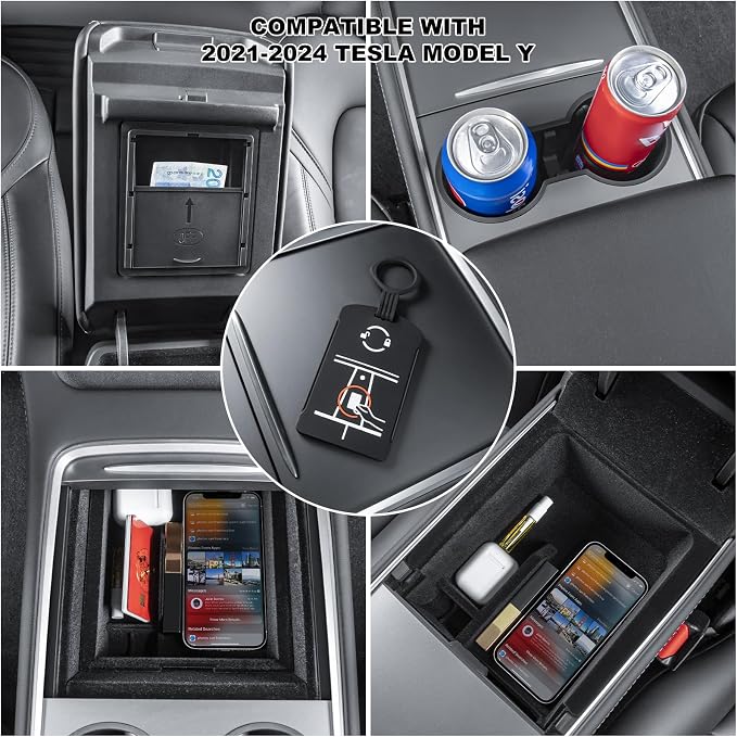 Center Console Organizer for Tesla Model Y 2021-2024 Flocked Center Console - Image 2