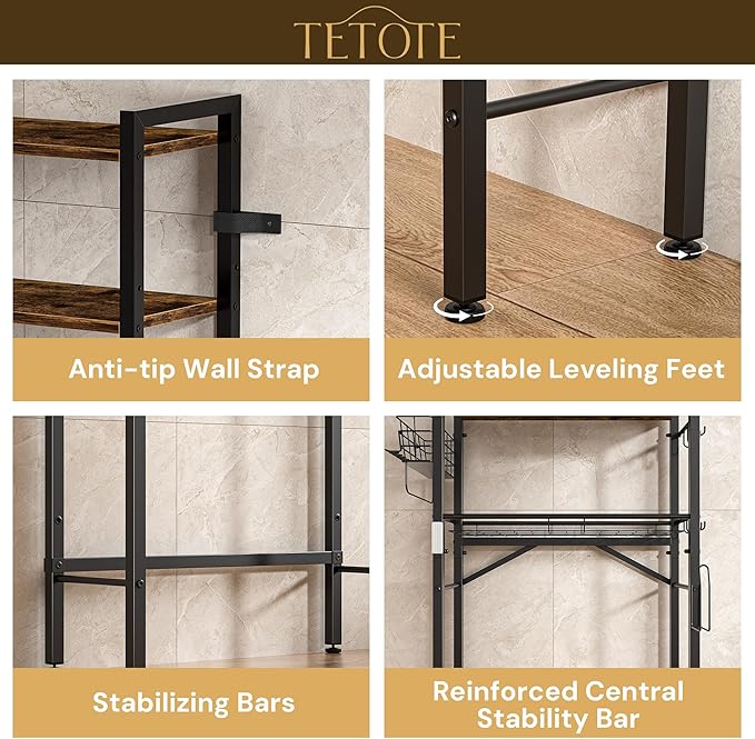 TETOTE Over Toilet Bathroom Organizer, 4-Tier Bathroom Over The Toilet Storage - Image 5
