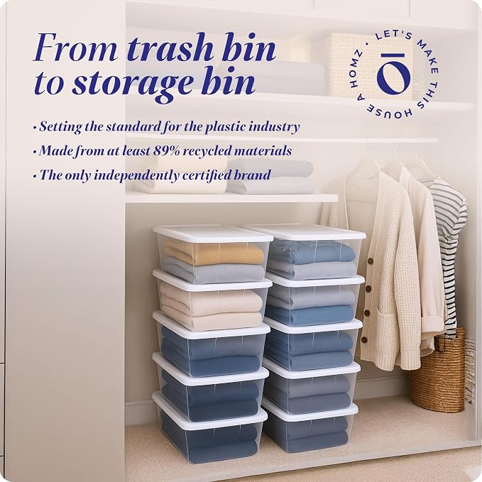 HOMZ 10-Pack Snaplock, Small Clear Plastic Storage Organizer Bins w/ Lids - Image 7