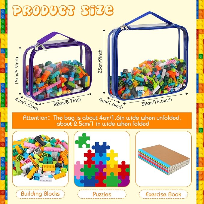 Sanwuta 6 Packs Toy Storage Bags, PVC Organizing Case Bags - Image 2
