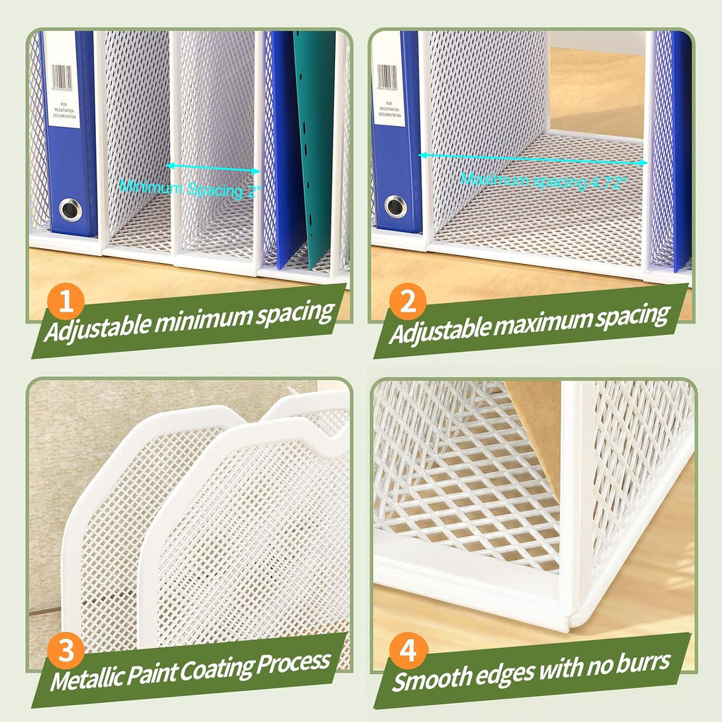 FANXIYQ 7-Section Adjustable Mesh File Organizer for Desk, Letter/A4
