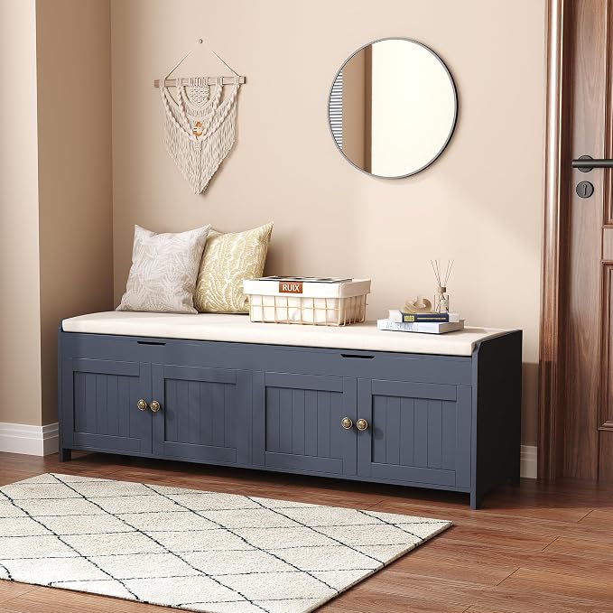 HOMEFORT 54.4" Shoe Bench with Lift Top Storage, Entryway Bench with Cushioned - Image 2
