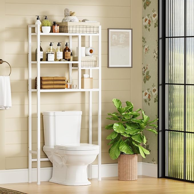 Over The Toilet Storage Rack, 3-Tier Bathroom Organizer Over Toilet, Wooden by Asgolion