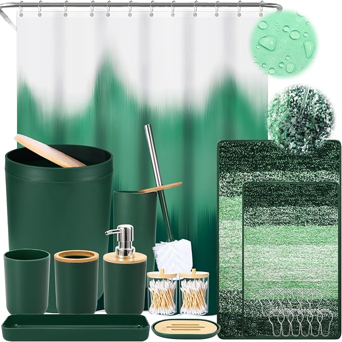 iMucci Bathroom Accessories Dark Green Bathroom Sets by DancingaColorfulLifeinSpiritualWorld