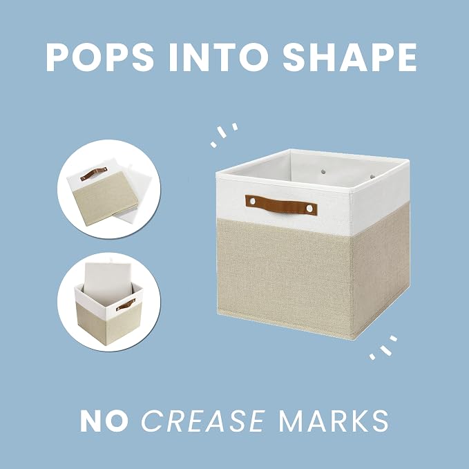 OrganiHaus White 12" x 12" x 12" Fabric Cube Storage Bins - Image 6