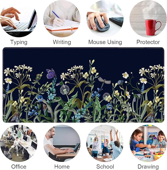 Weeds Flowers Large Mouse Pad, Gaming Keyboard Desk Pad, Extended Mouse Mat - Image 7