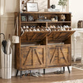 Shoe Cabinet with 4 Flip Drawers, Farmhouse Shoe Storage Cabinet by Halitaa