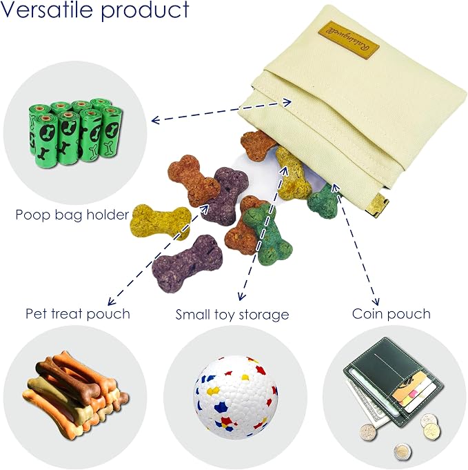 Dog Treat Pouch, Lvory Pocket Sized Pet Training Pouch, Cotton Fabric, Hand - Image 3
