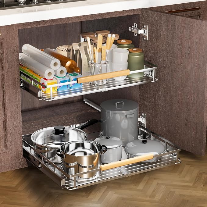 2 Pack Expandable Pull Out Cabinet Organizer，Side Mounting - Image 8