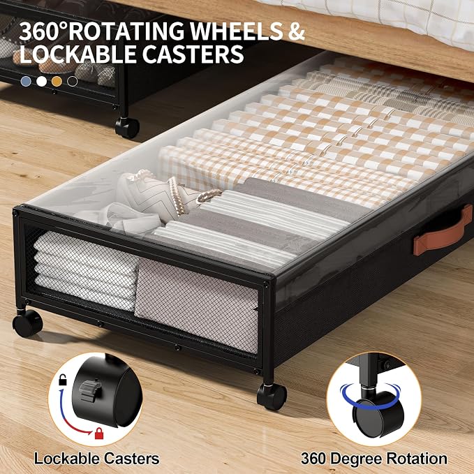 Under Bed Storage with Wheels, XXXL Larger Under Bed Storage Containers with - Image 3