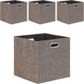 13x13x13 Inch Foldable Cube Storage Bins with Metal Handles, 4 Pack