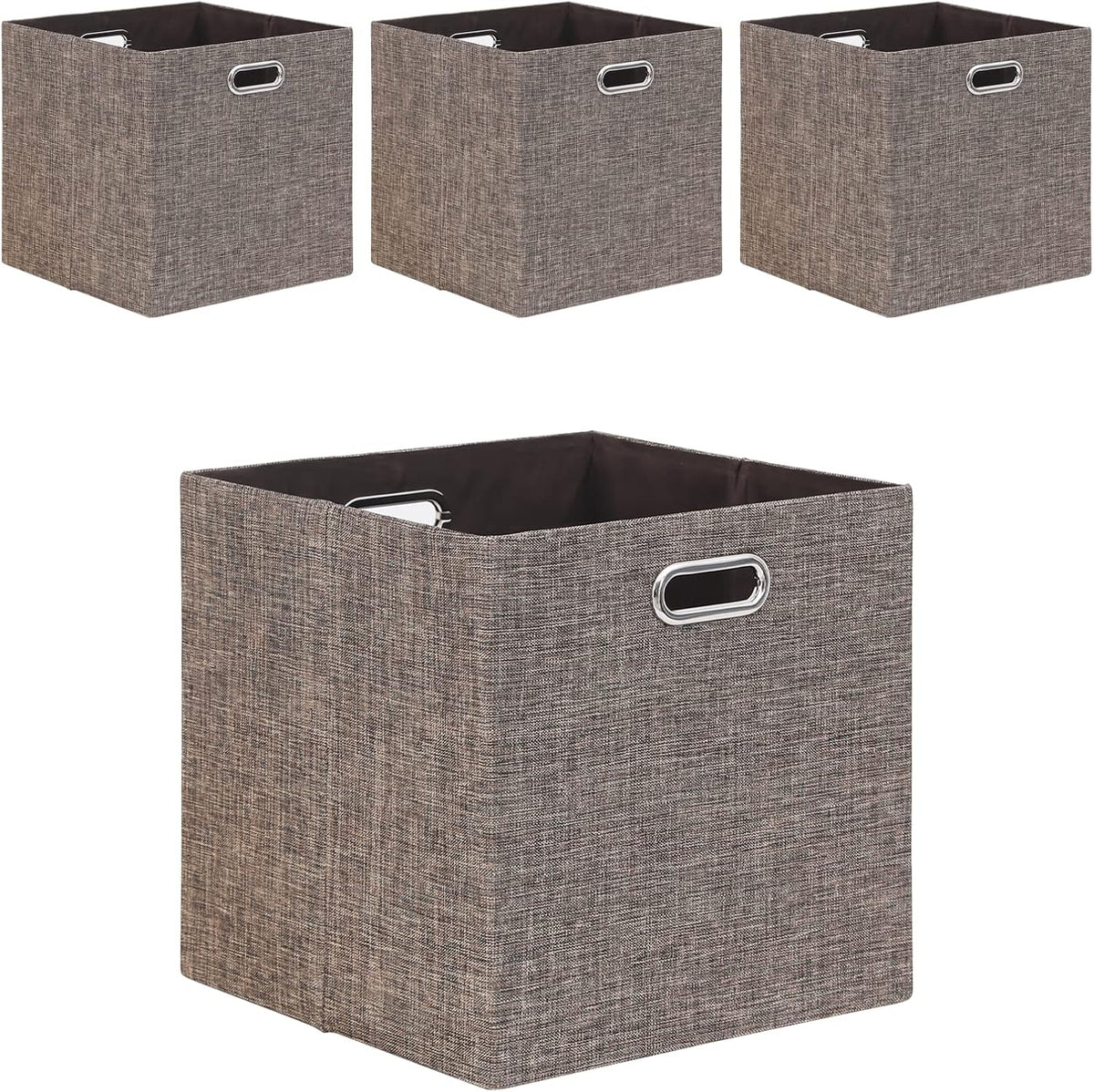 13x13x13 Inch Foldable Cube Storage Bins with Metal Handles, 4 Pack