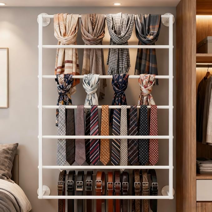 Wall Mounted Display Rack, 7-Layer Wrapping Paper Ribbon Organizer Scarves Tie - Image 8