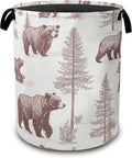 Large Laundry Basket, Retro Bear Collapsible Laundry Baskets, Forest Printed by Unknown