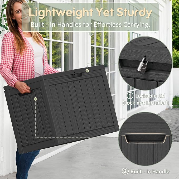 Outdoor Storage Box, Resin Deck Boxes Indoor and outdoor, Waterproof Storage - Image 3