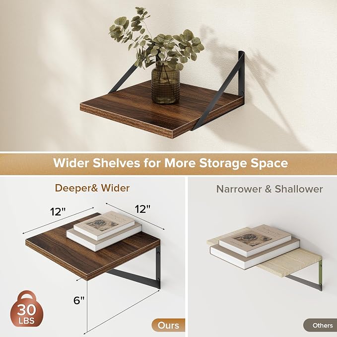 Deep Floating Shelves Wall Mounted, Living Room, Office - Image 3