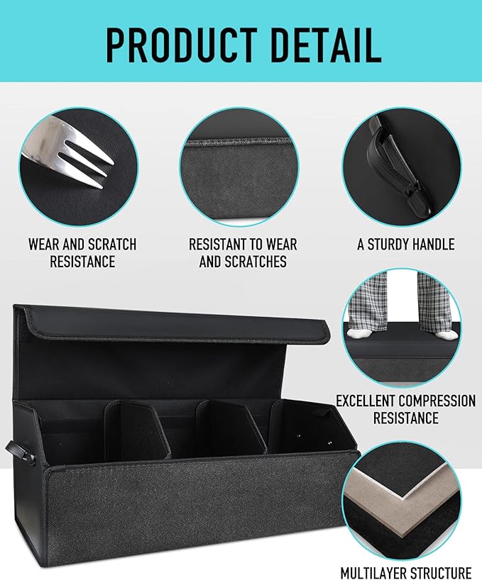 Car Organizers for Trunk for Suv Sedan, Leather Storage Box, Extra Large - Image 4