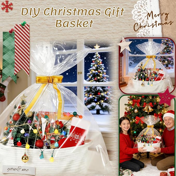 9Pcs Small Woven Basket with Gift Bags and Ribbons, - Image 7