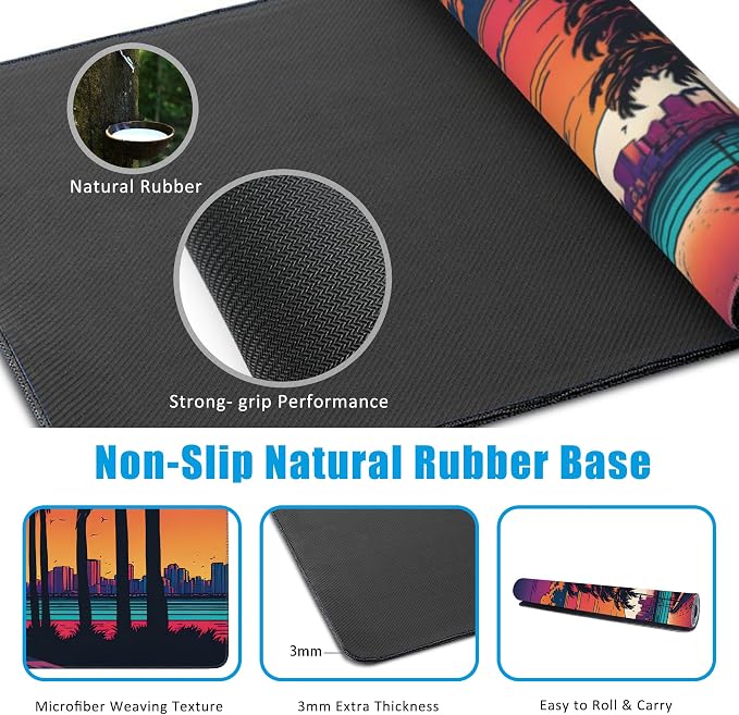 Mouse Pad, Desk Pad with Non-Slip Base and Stitched Edge, Extended Mousepad - Image 5