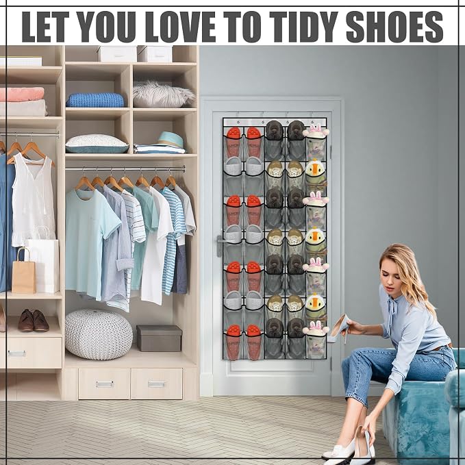 Windyun 2 Pcs 70 Large over The Door Shoe Organizer Hanging Shoe Rack - Image 4