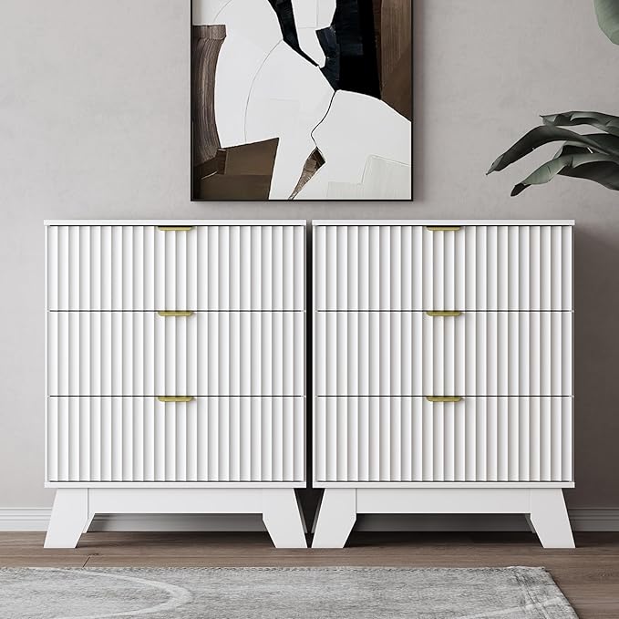 White Night Stand with 3 Drawers, Bedside Table & End Table, Farmhouse Night - Image 5