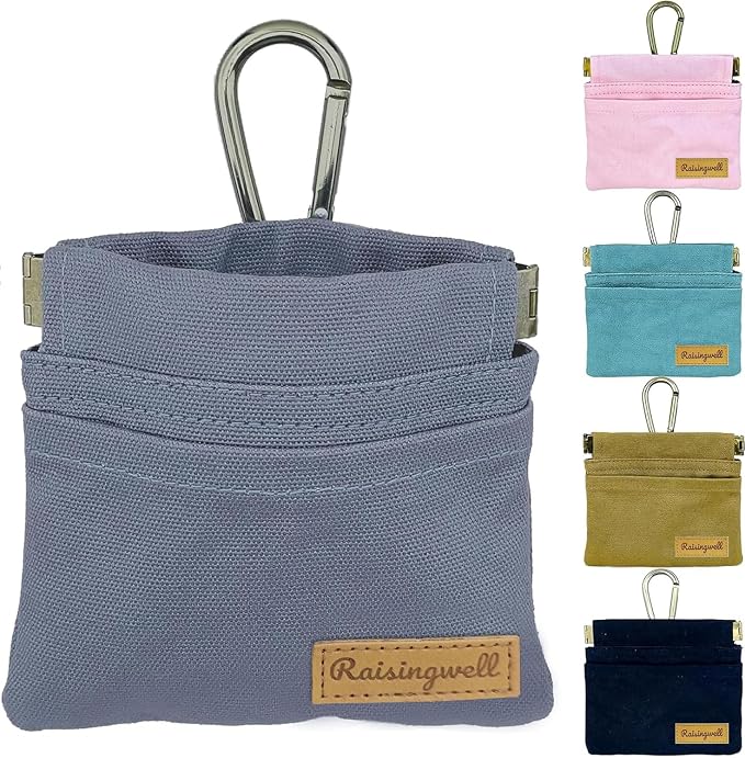 Dog Treat Pouch, Small Cotton Pocket Sized Training Holder, Hand Free Walking by Raisingwell