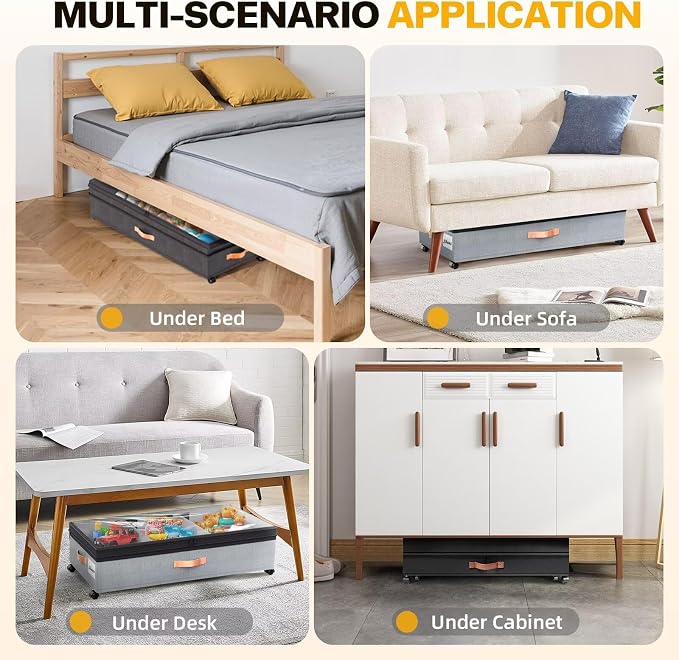Under Bed Storage with Wheels, 2 Packs XXL Underbed Organizer with Lid - Image 7