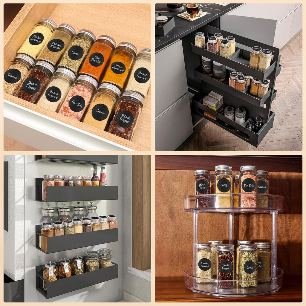 24Pcs Spice Jars with Label, 4oz Empty Square Seasoning Containers