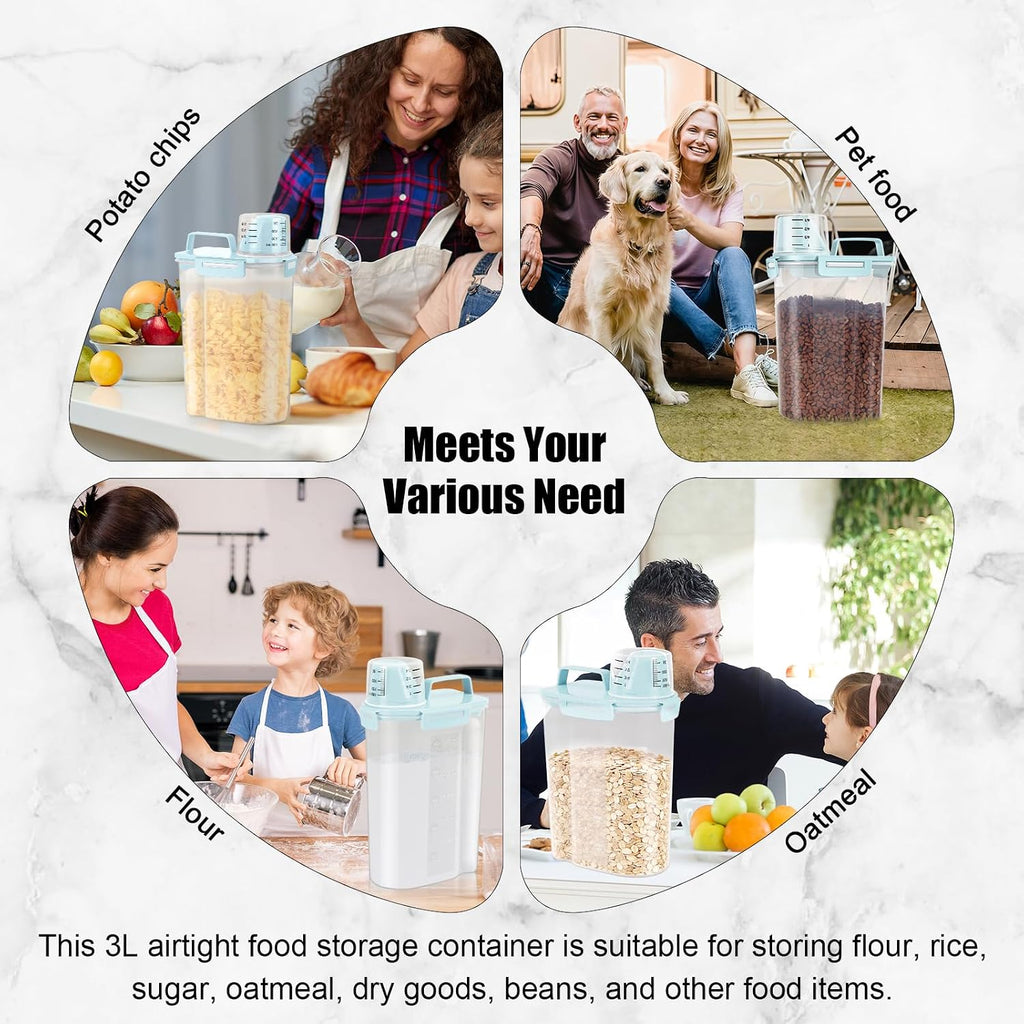 LEAWALK Airtight Rice Container 3-5Lbs, 3Qt Flour Storage Bin BPA
