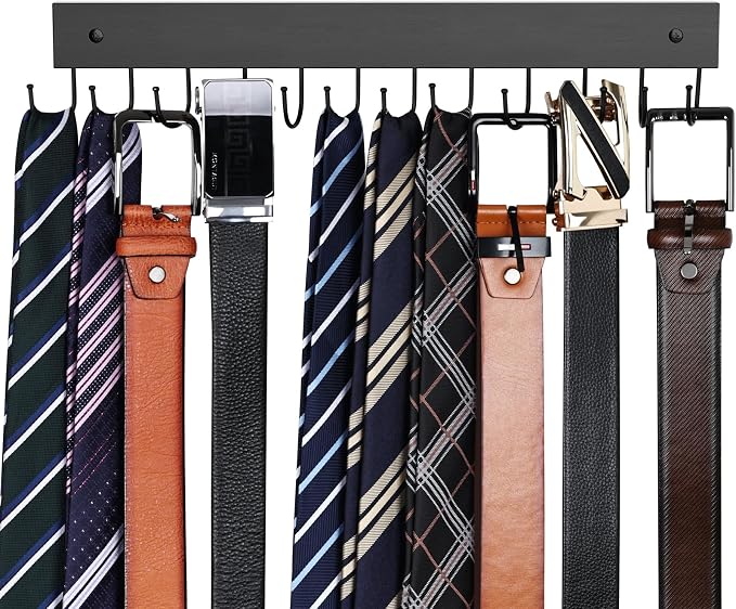 Belt Hanger Wall Mounted, Wooden Belt Organizer Max 12 Storage Capacity by HAILMAJOR
