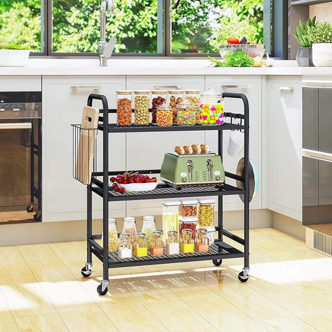 HDANI 3 Tier Metal Mesh Utility Cart, Large Capacity Multipurpose Heavy Vehicle - Image 5