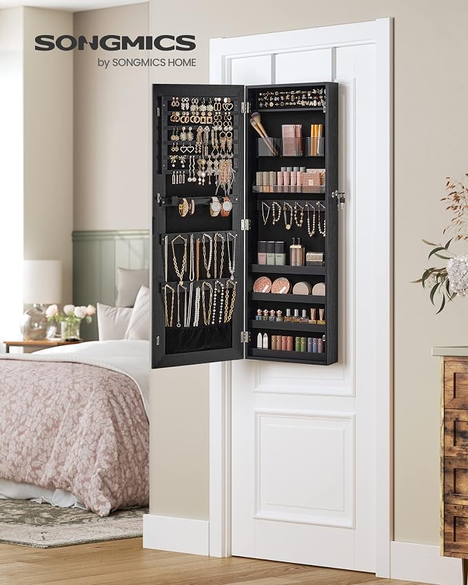 SONGMICS Mirror Jewelry Cabinet Armoire, Wall or Door Mounted Jewelry Storage - Image 8