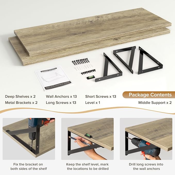 Deep Floating Shelves Wall Mounted, Living Room, Office - Image 5