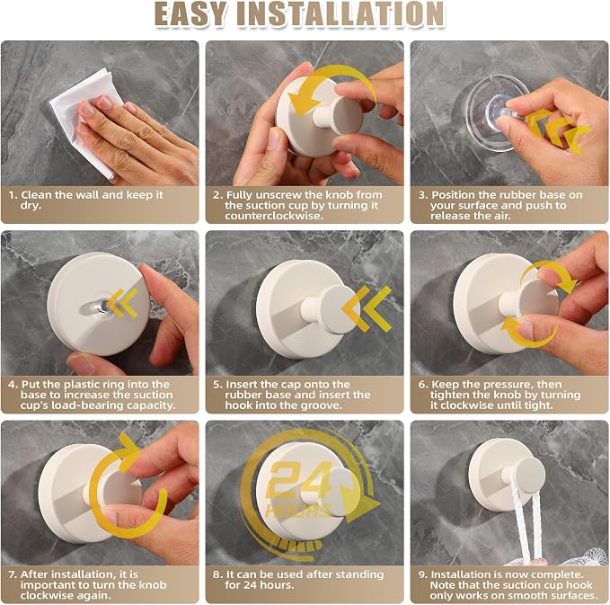 Suction Cup Hooks for Shower No-Drill Bathroom Hooks for Towels, Loofah - Image 5