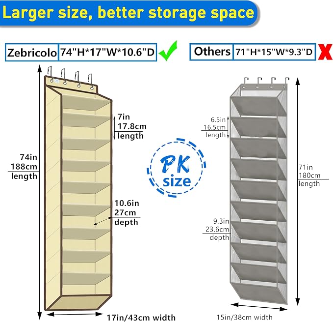 Over The Door Shoe Organizer, 70 Pounds Large Capacity, 20-30-Pair shoe - Image 2