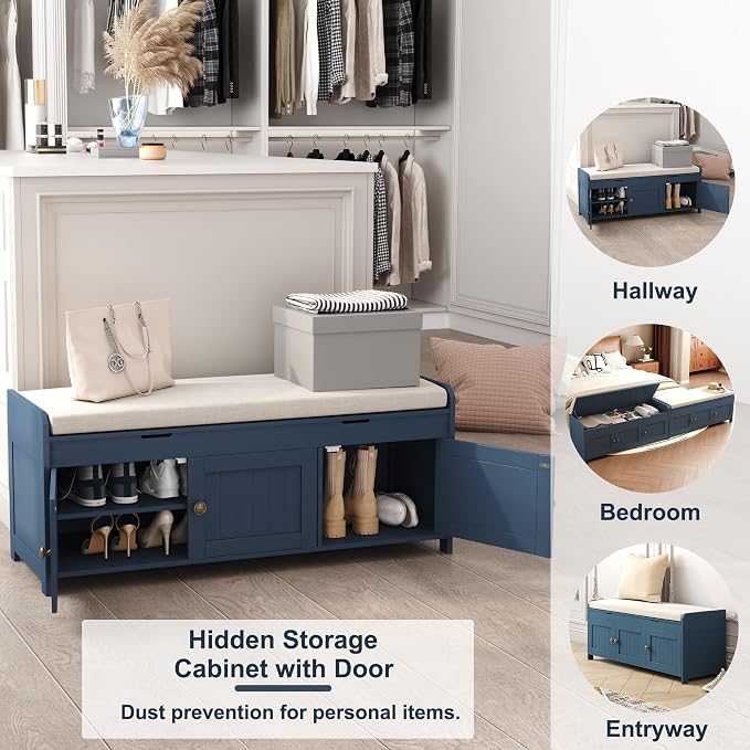 HOMEFORT 41.3" Shoe Bench with Lift Top Storage, Entryway Bench with Cushioned - Image 4