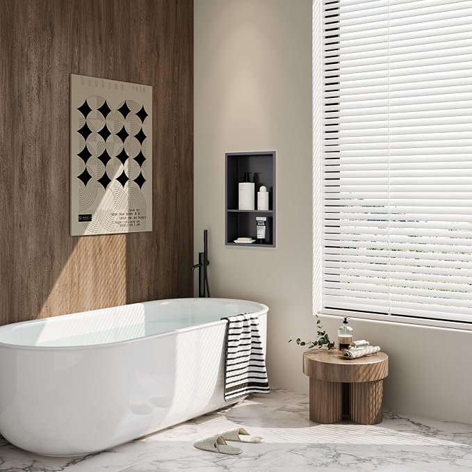 Stainless Steel Shower Niche 18" X 12", No Tile Needed Wall Niche Double Shelves - Image 4