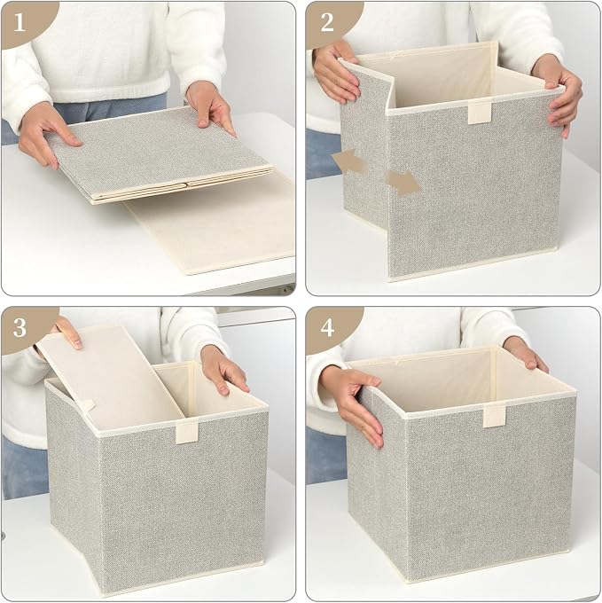 Storage Baskets, 11.8-Inch Woven Fabric Bins, Storage Cubes - Image 8