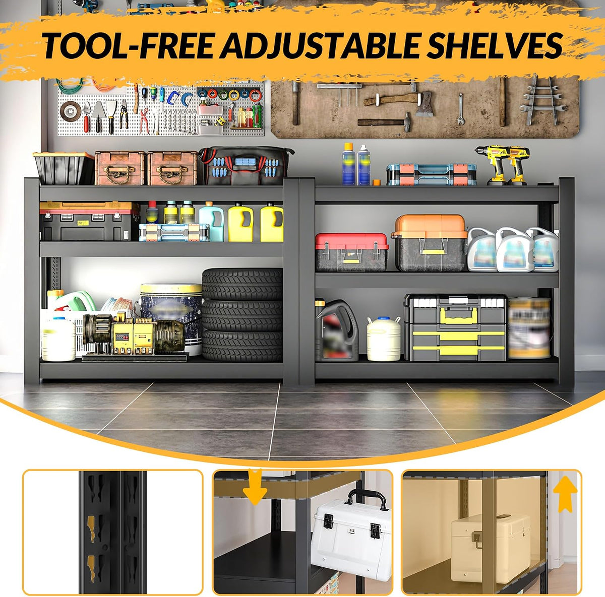 Metal Garage Storage Shelves Heavy Duty Shelving Unit 3 Tier Steel