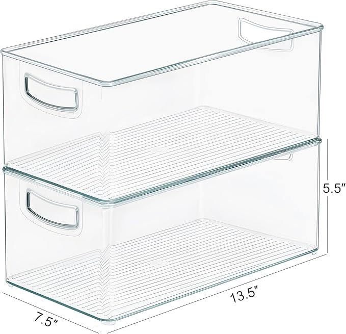 2 Pack Clear Freezer Organizer Bins Stackable Storage Bins - Image 2