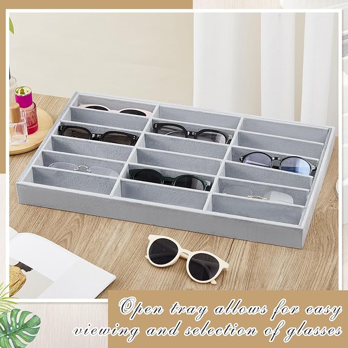Amylove 2 Pcs Sunglass Organizer Trays Glasses Stackable Jewelry Trays Sunglass - Image 7