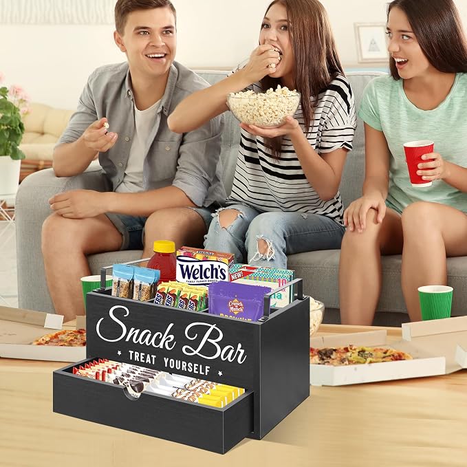 Snack Organizer for Countertop, Wood Pantry Storage Bins - Image 2