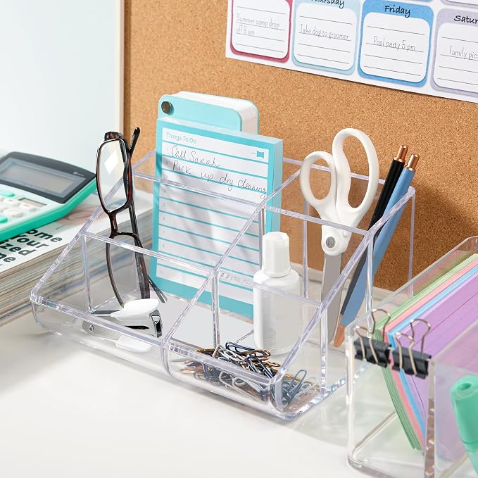 STORi Clear Plastic Vanity Makeup Organizer | 6-Compartment Holder - Image 4
